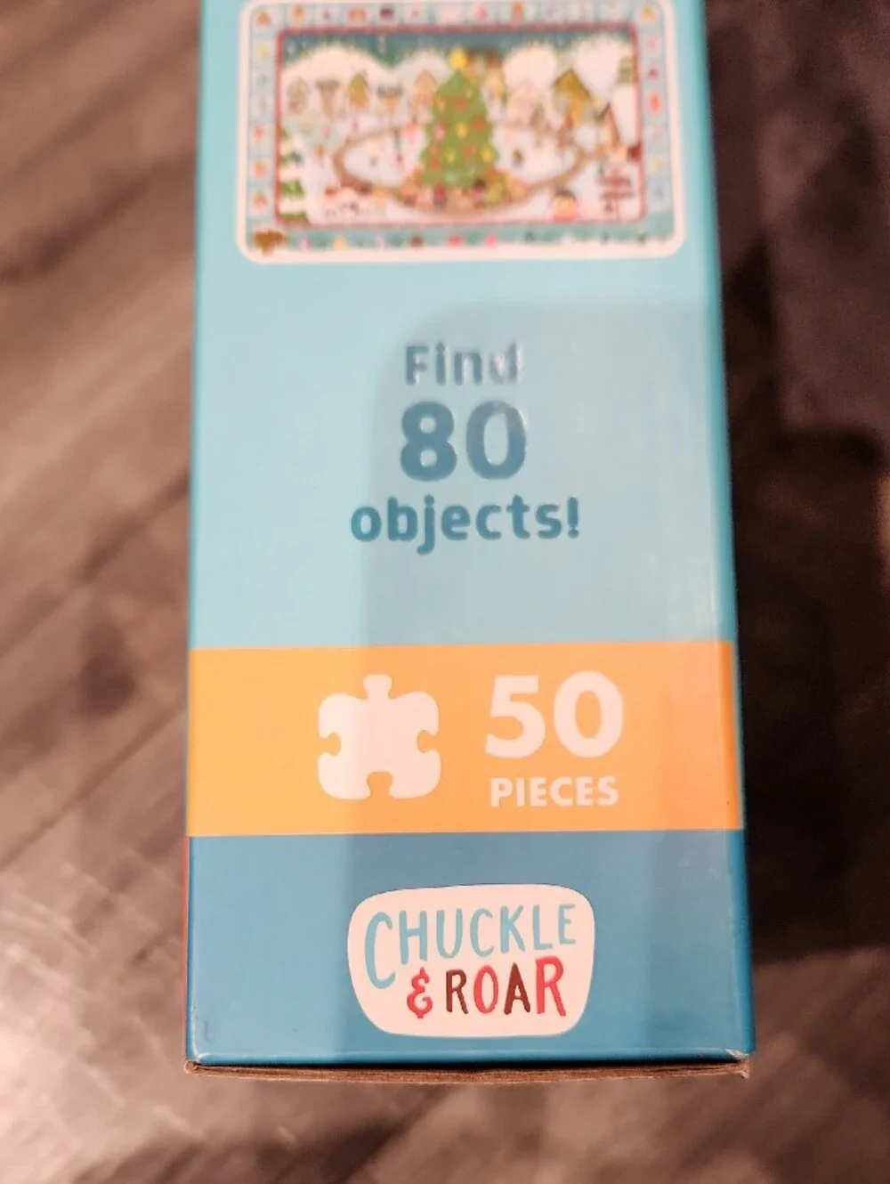 NWT Chuckle & Roar Blue Seek & Find Floor Puzzle - Holiday Scene (50 Pieces)